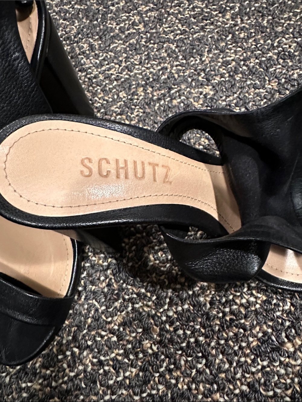 SCHUTZ Black Leather Ankle-Cuff Heels - Picture 2 of 6